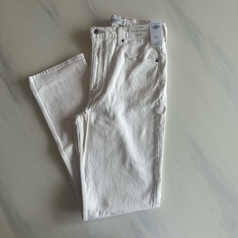 Abercrombie & Fitch - 90s Straight Ultra high rise - cream - long - size 30